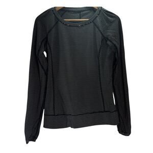 Womens Lululemon Black & White Long Sleeve Workout Top   Size 8 Medium